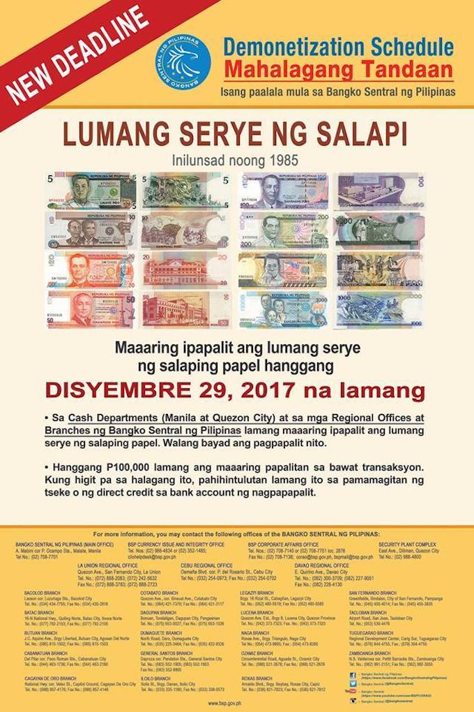 Bangko Sentral ng Pilipinas sets deadline for exchanging old banknotes until  December 29 | Cebu Finest