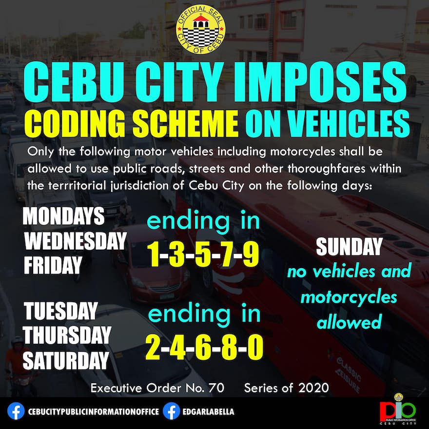 EO 70: Things you need to know about the Vehicle Number Coding Scheme in Cebu City | Cebu FInest