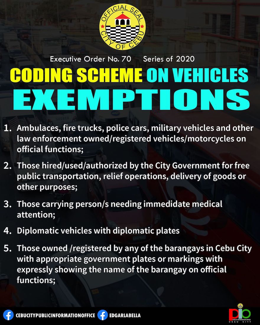 EO 70: Things you need to know about the Vehicle Number Coding Scheme in Cebu City | Cebu FInest