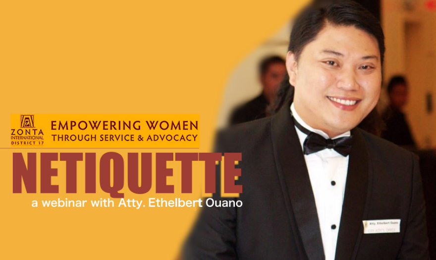 Atty. Ethelbert Ouano, the resource person of the recent webinar on Netiquette organized by the Zonta Club of Cebu II | CebuFinest