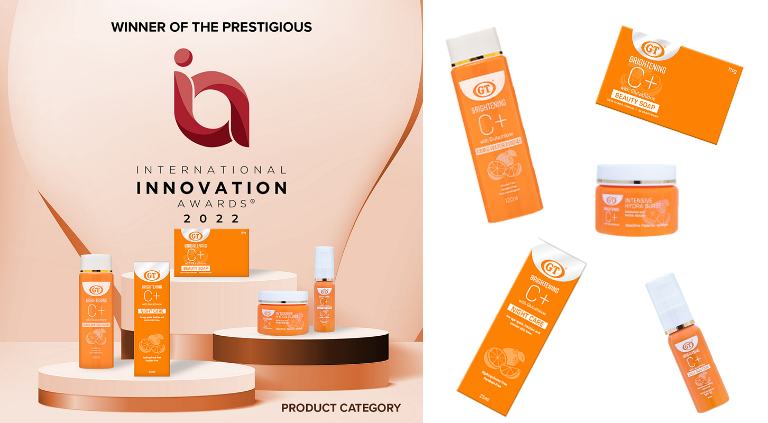 GT Cosmetics Brightening C+ with Glutathione skincare line wins the International Innovation Award 2022 under Product category during a ceremony in Thailand. | CebuFinest